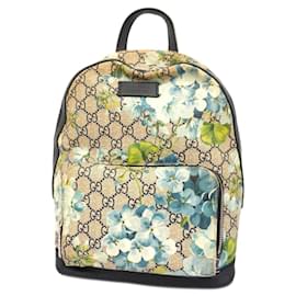 Gucci-Gucci GG Blooms Leder-Rucksack-Braun,Marineblau