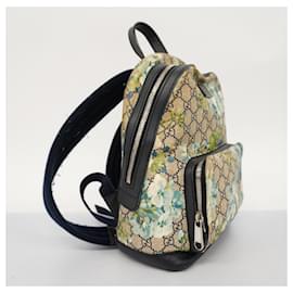 Gucci-Gucci GG Blooms Leder-Rucksack-Braun,Marineblau