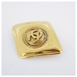 Chanel-Broche banhada a ouro Chanel com a marca Coco-Outro