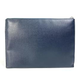 Saint Laurent-Saint Laurent Navy Leather Clutch Bag-Navy blue
