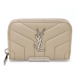 Saint Laurent-Porta-moedas em bege escuro Saint Laurent-Bege