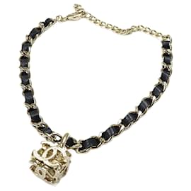 Chanel-Chanel Cube Coco Mark Necklace-Black,White,Golden