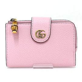 Portafoglio medio Double G GUCCI con bambù Rosa