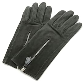 Hermès-Gants courts en daim gris foncé Hermes-Gris anthracite