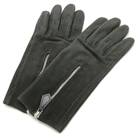 Hermès-Gants courts en daim gris foncé Hermes-Gris anthracite