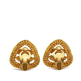 Chanel-Chanel Coco Mark Triangle Earrings-Golden