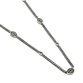 Gucci-GUCCI Interlocking G Necklace Pendant in Silver-Silvery