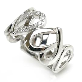 Céline-Celine K18WG White Gold Heart Motif Diamond Ring-Other