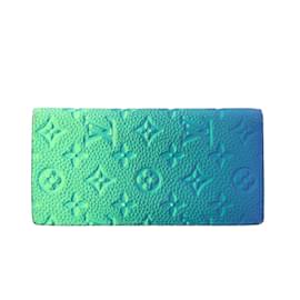 Louis Vuitton-Louis Vuitton Illusion Portefeuille Brazza Long Wallet-Blue,Olive green