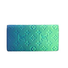 Louis Vuitton-Louis Vuitton Illusion Portefeuille Brazza Long Wallet-Blue,Olive green