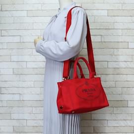 Prada-Prada Canapa Tote SS Shoulder Bag-Red