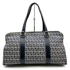 Fendi-Fendi Zucchino Pattern Handbag-Navy blue