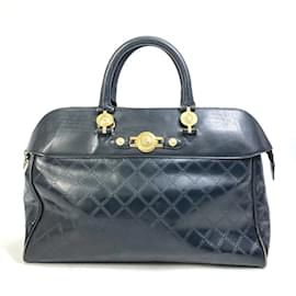 Versace-Bolsa Boston de couro preto Versace-Preto