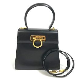 Borsa a spalla in pelle nera Salvatore Ferragamo Nero