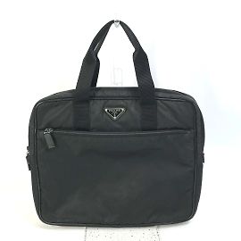 Porte-documents en tissu noir Prada Noir
