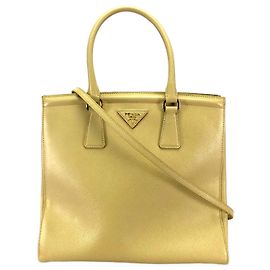 Prada B2411M Yellow Leather Handbag Yellow