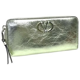 Cartera larga de cuero dorado Valentino Garavani Dorado