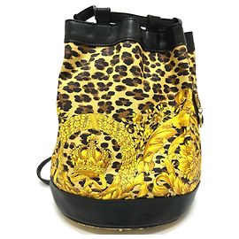 Bolsa de ombro vintage em couro amarelo Versace Amarelo