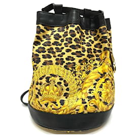 Versace-Bolsa de ombro vintage em couro amarelo Versace-Amarelo