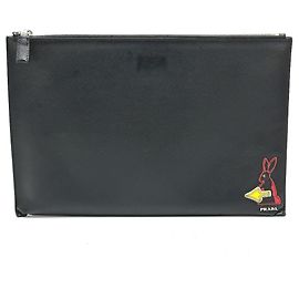 Pochette en cuir noir Prada Noir