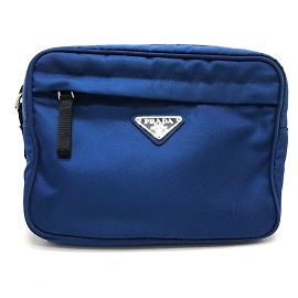 Prada 2VL001 Triangle Logo Bag Waist Pouch Blue