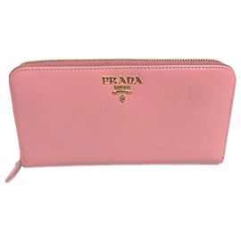 Prada Pink Leather Long Wallet Pink