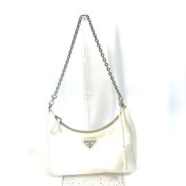 Bolsa de ombro de tecido branco Prada com bolsa Branco