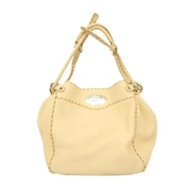 Fendi-Fendi Selleria Leather Tote Bag-Cream