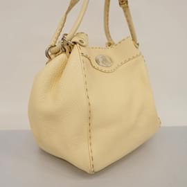 Fendi-Fendi Selleria Leather Tote Bag-Cream
