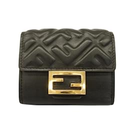 Fendi-Fendi Tri-fold Leather Wallet-Black