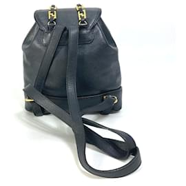 Versace-Versace Vintage Black Leather Backpack-Black