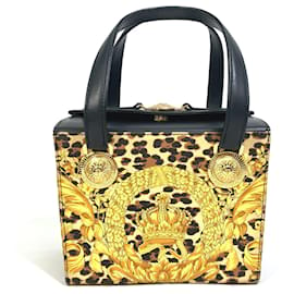 Versace-Bolsa de mão com estampa de leopardo amarelo Versace-Amarelo