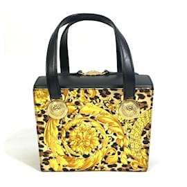 Versace-Bolsa de mão com estampa de leopardo amarelo Versace-Amarelo