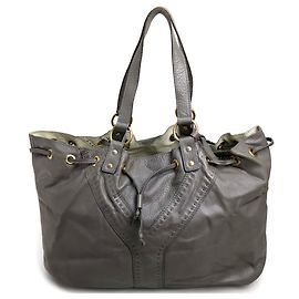 Bolsa tote de couro cinza Yves Saint Laurent Marrom
