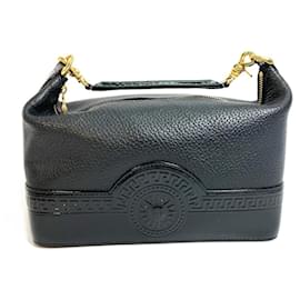 Versace-Bolsa de couro preto Versace-Preto