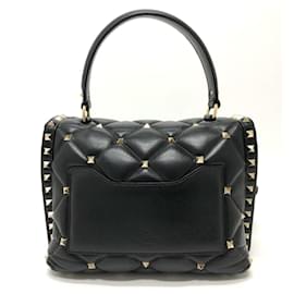 Valentino Garavani-Bolso de hombro de cuero negro Valentino Garavani-Negro