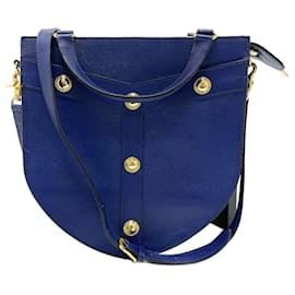 Versace-Bolsa de ombro vintage em couro azul Versace-Azul