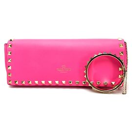Pochette en cuir rose Valentino Garavani Rose