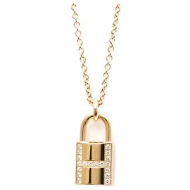 Hermès Collar de diamante Hermes Kelly con cadena Dorado