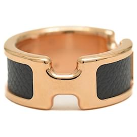 Hermès-Bague Olympe Hermes-Noir,Doré