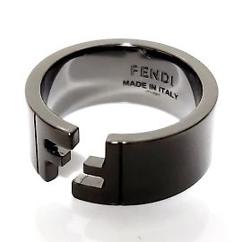 Fendi FF Gunmetal Band Ring Metallic