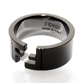 Fendi-Fendi FF Gunmetal Band Ring-Metallic