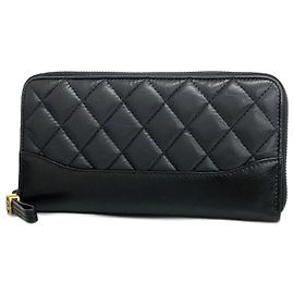 Chanel Long Wallet Matelasse Gabrielle Leather Black