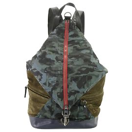 Jimmy Choo Green Leather and Nylon Backpack Green