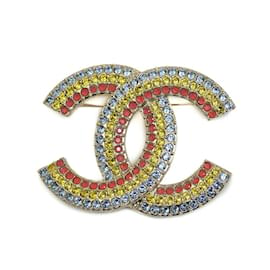 Chanel-Broche Arcoíris Coco Mark de Chanel-Azul,Dorado,Naranja,Amarillo