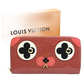 Louis Vuitton-Portefeuille Zippy Motif Chien Monogram Vernis Louis Vuitton-Marron,Noir,Rose,Blanc,Autre,Monogramme