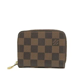 Louis Vuitton-Porte-monnaie Zippy Damier Louis Vuitton-Marron,Damier ebène