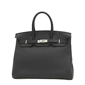 Hermès-Hermes Birkin 35 Handbag in Black Togo Leather-Black