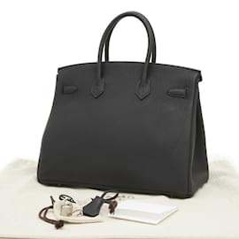 Hermès-Hermes Birkin 35 Handbag in Black Togo Leather-Black