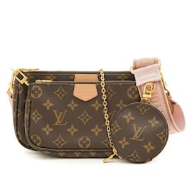 Louis Vuitton-Bolsa de Ombro Multi Pochette Acessórios Monograma Louis Vuitton-Rosa,Monograma